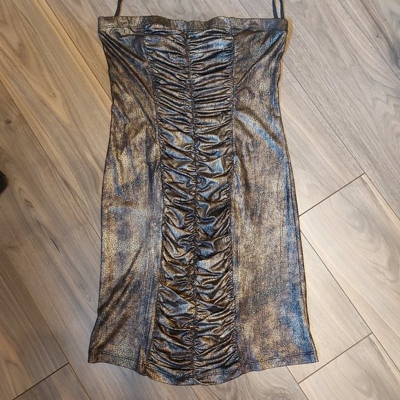 Strapless Faux Snakeskin Dress